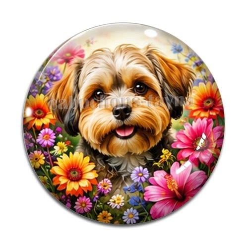 Cabochon chien, résine ou verre rond différente taille