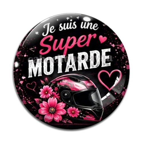 Cabochon je suis une super motarde, cabochon résine, verre rond différente taille