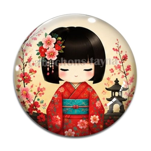 Cabochon kokeshi, résine ou verre