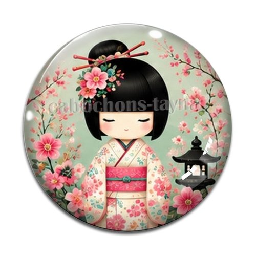 Cabochon kokeshi, résine ou verre