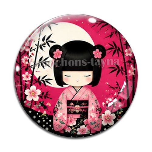 Cabochon kokeshi, résine ou verre