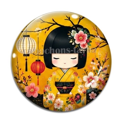 Cabochon kokeshi, résine ou verre
