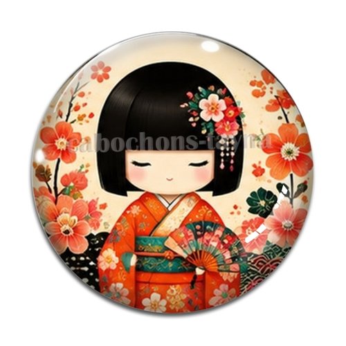Cabochon kokeshi, résine ou verre