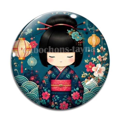 Cabochon kokeshi, résine ou verre