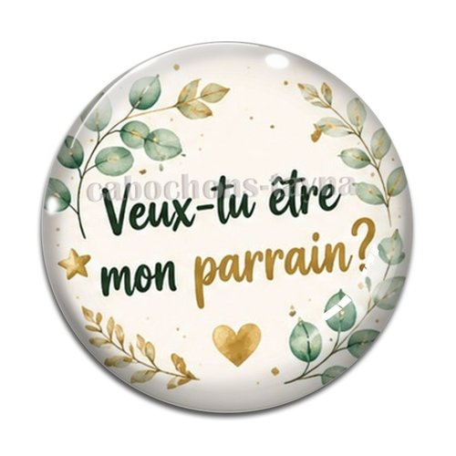 Cabochon veux tu être mon parrain, cabochon résine, verre rond différente taille