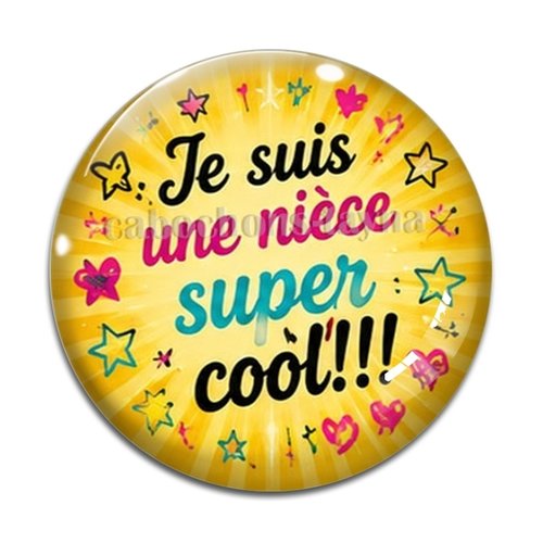 Cabochon je suis une nièce super cool, résine ou verre rond différente taille