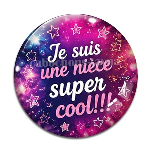 Cabochon je suis une nièce super cool, résine ou verre rond différente taille