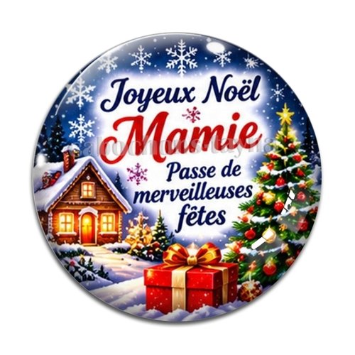 Cabochon joyeux noël mamie passe de merveilleuses fêtes, résine ou verre rond différente taille