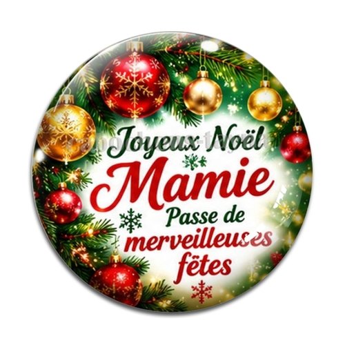 Cabochon joyeux noël mamie passe de merveilleuses fêtes, résine ou verre rond différente taille
