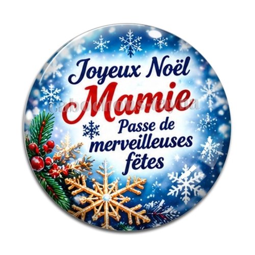 Cabochon joyeux noël mamie passe de merveilleuses fêtes, résine ou verre rond différente taille