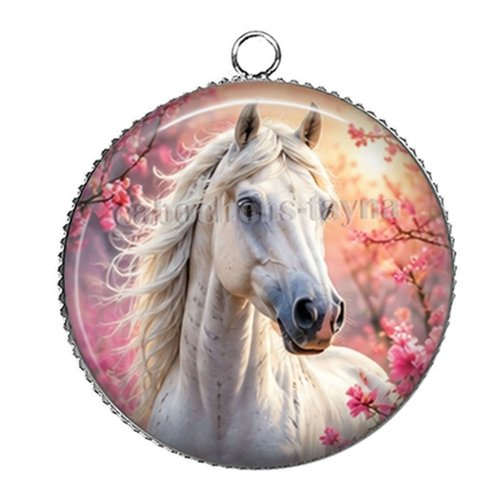 Pendentif cheval, pendentif cabochon 25 mm résine