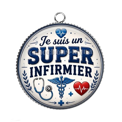 Pendentif infirmier, pendentif cabochon 25 mm résine