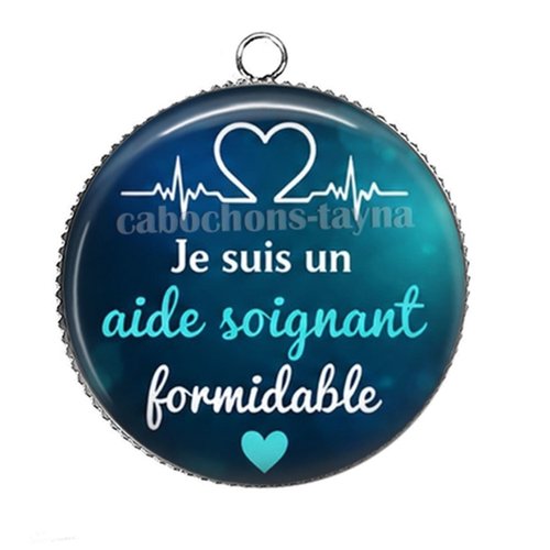 Pendentif aide soignant, pendentif cabochon 25 mm résine