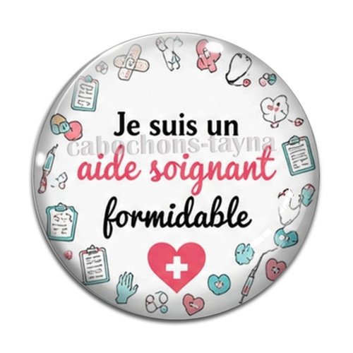 Cabochon un aide soignant , en résine ou en verre différente taille