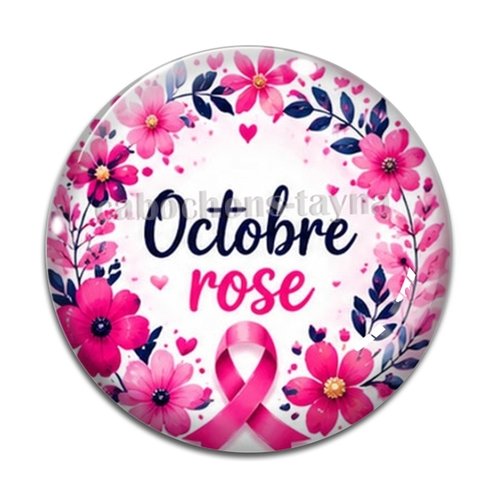 Cabochon octobre rose, cabochon résine ou verre rond différente taille