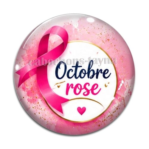 Cabochon octobre rose, cabochon résine ou verre rond différente taille