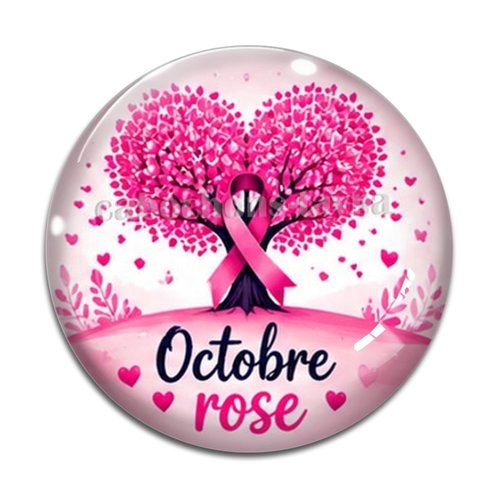 Cabochon octobre rose, cabochon résine ou verre rond différente taille