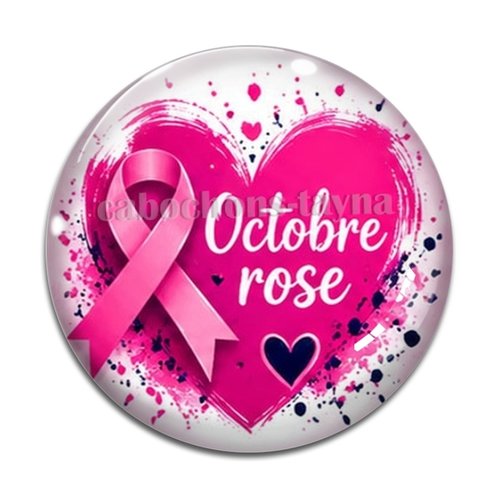 Cabochon octobre rose, cabochon résine ou verre rond différente taille