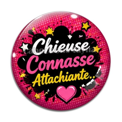 Cabochon chieuse connasse attachiante, résine ou verre rond différente taille