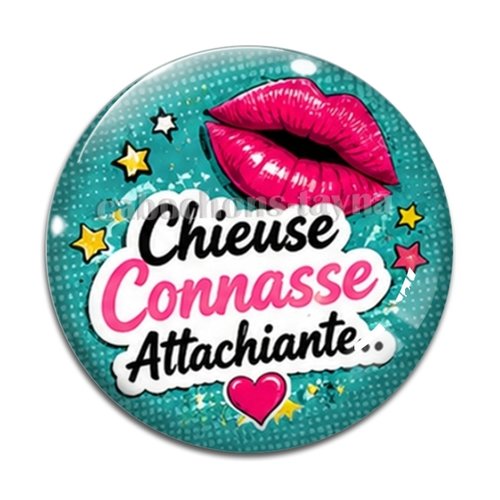 Cabochon chieuse connasse attachiante, résine ou verre rond différente taille