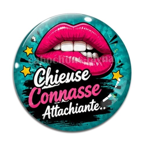 Cabochon chieuse connasse attachiante, résine ou verre rond différente taille