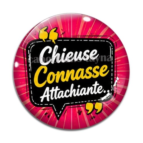 Cabochon chieuse connasse attachiante, résine ou verre rond différente taille