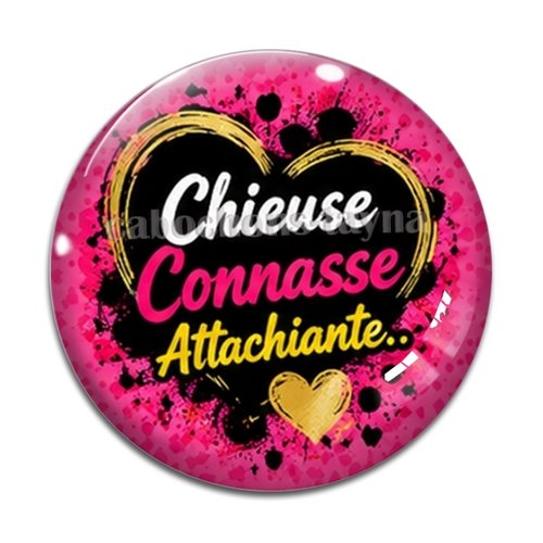 Cabochon chieuse connasse attachiante, résine ou verre rond différente taille