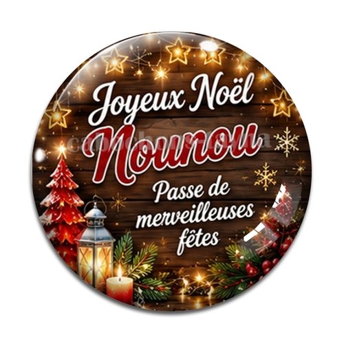 Cabochon joyeux noël nounou passe de merveilleuses fêtes, résine ou verre rond différente taille
