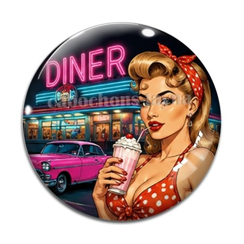 Cabochon pin up, résine ou verre rond différente taille