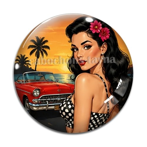 Cabochon pin up, résine ou verre rond différente taille