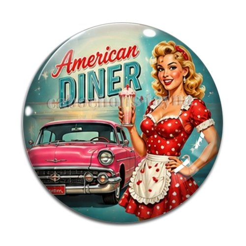 Cabochon pin up, résine ou verre rond différente taille