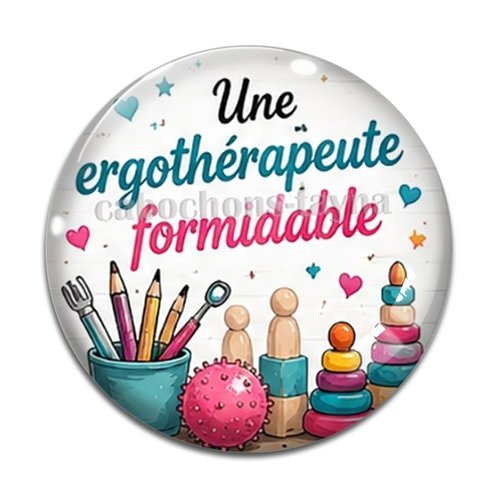 Cabochon une ergothérapeute formidable, résine ou verre différente taille