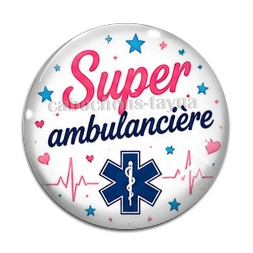 Cabochon ambulancier résine - ou verre différente taille