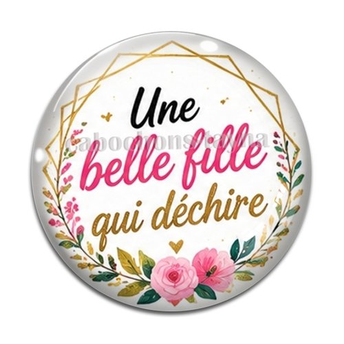 Cabochon une belle fille qui déchire, cabochon résine ou verre rond différente taille