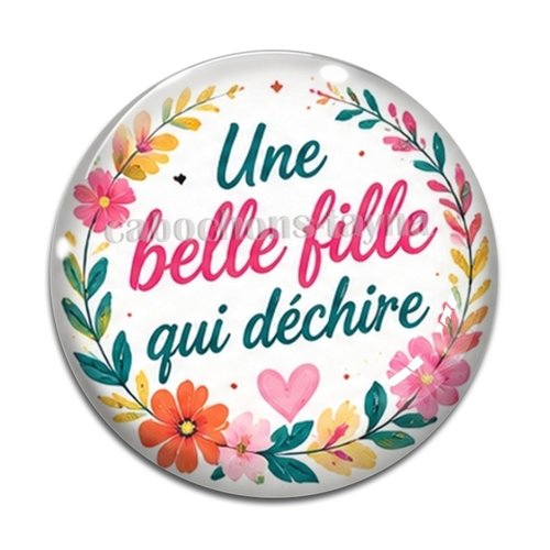Cabochon une belle fille qui déchire, cabochon résine ou verre rond différente taille