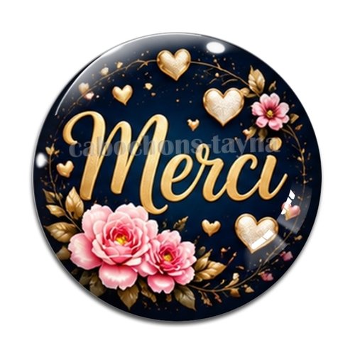 Cabochon merci, cabochon résine, verre rond différente taille