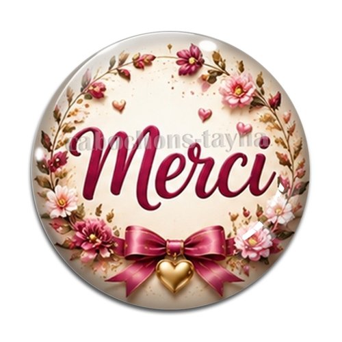 Cabochon merci, cabochon résine, verre rond différente taille
