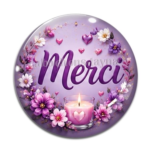 Cabochon merci, cabochon résine, verre rond différente taille