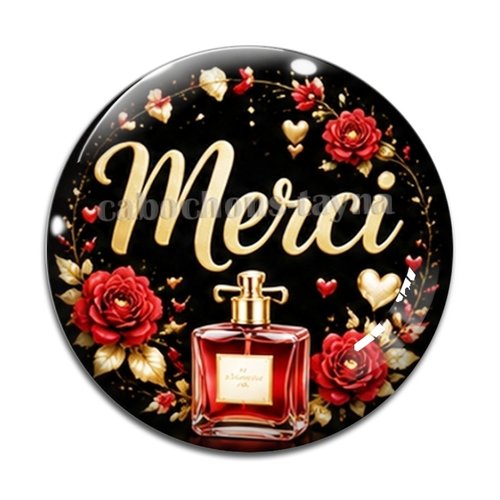 Cabochon merci, cabochon résine, verre rond différente taille