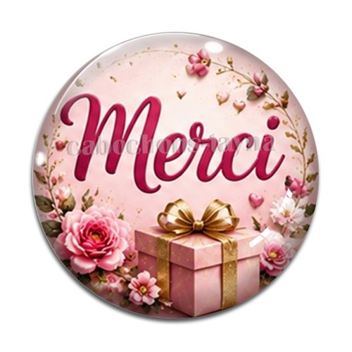 Cabochon merci, cabochon résine, verre rond différente taille