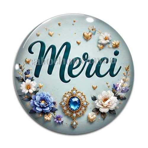 Cabochon merci, cabochon résine, verre rond différente taille