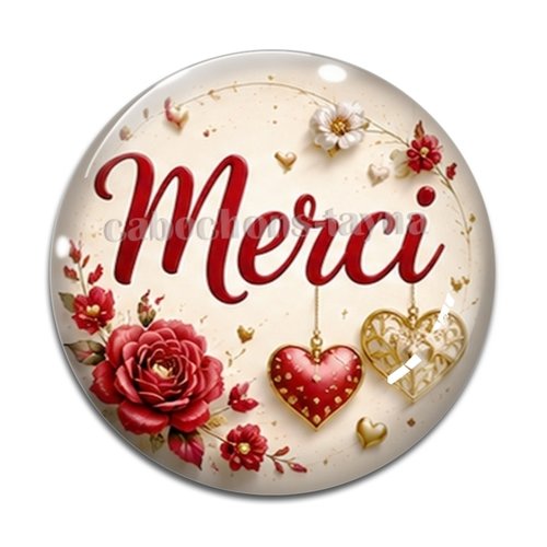 Cabochon merci, cabochon résine, verre rond différente taille
