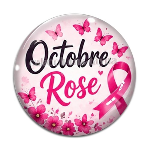 Cabochon octobre rose, cabochon résine ou verre rond différente taille