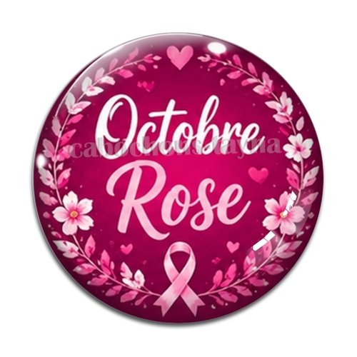 Cabochon octobre rose, cabochon résine ou verre rond différente taille