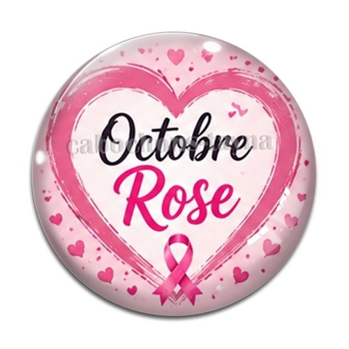 Cabochon octobre rose, cabochon résine ou verre rond différente taille