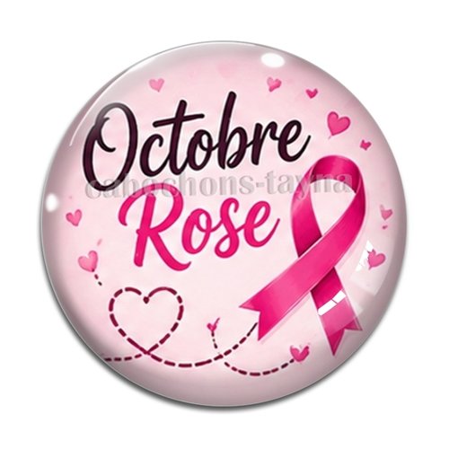 Cabochon octobre rose, cabochon résine ou verre rond différente taille