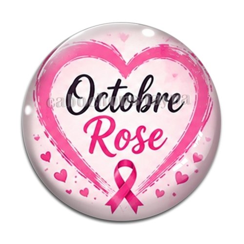 Cabochon octobre rose, cabochon résine ou verre rond différente taille