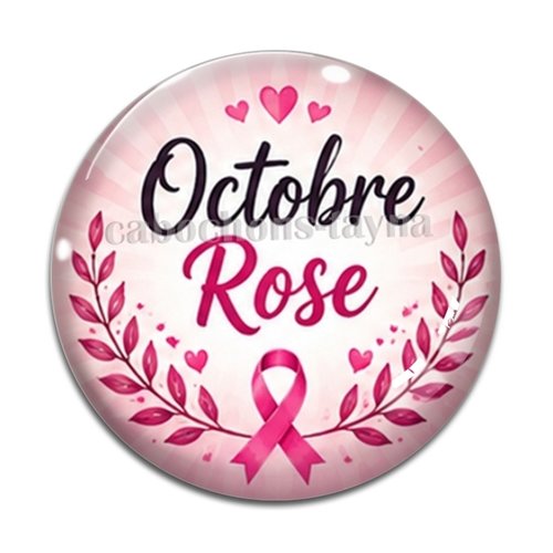 Cabochon octobre rose, cabochon résine ou verre rond différente taille