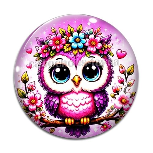 Cabochon chouette, cabochon résine - ou verre rond différente taille