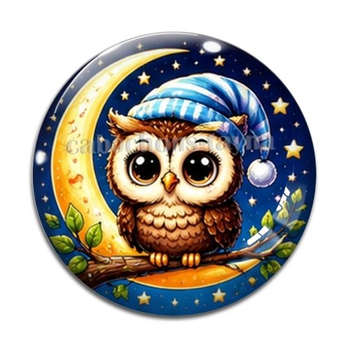 Cabochon chouette, cabochon résine - ou verre rond différente taille